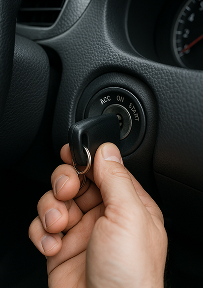 Close-up of locksmith repairing worn ignition tumblers