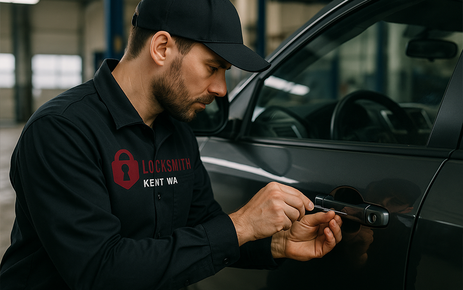 Technician replacing a car key in Kent WA